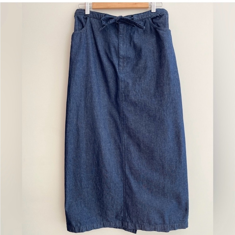 STYLE STUDIO Denim Maxi Skirt High Waist Dark Wash A Line Western Cowgirl